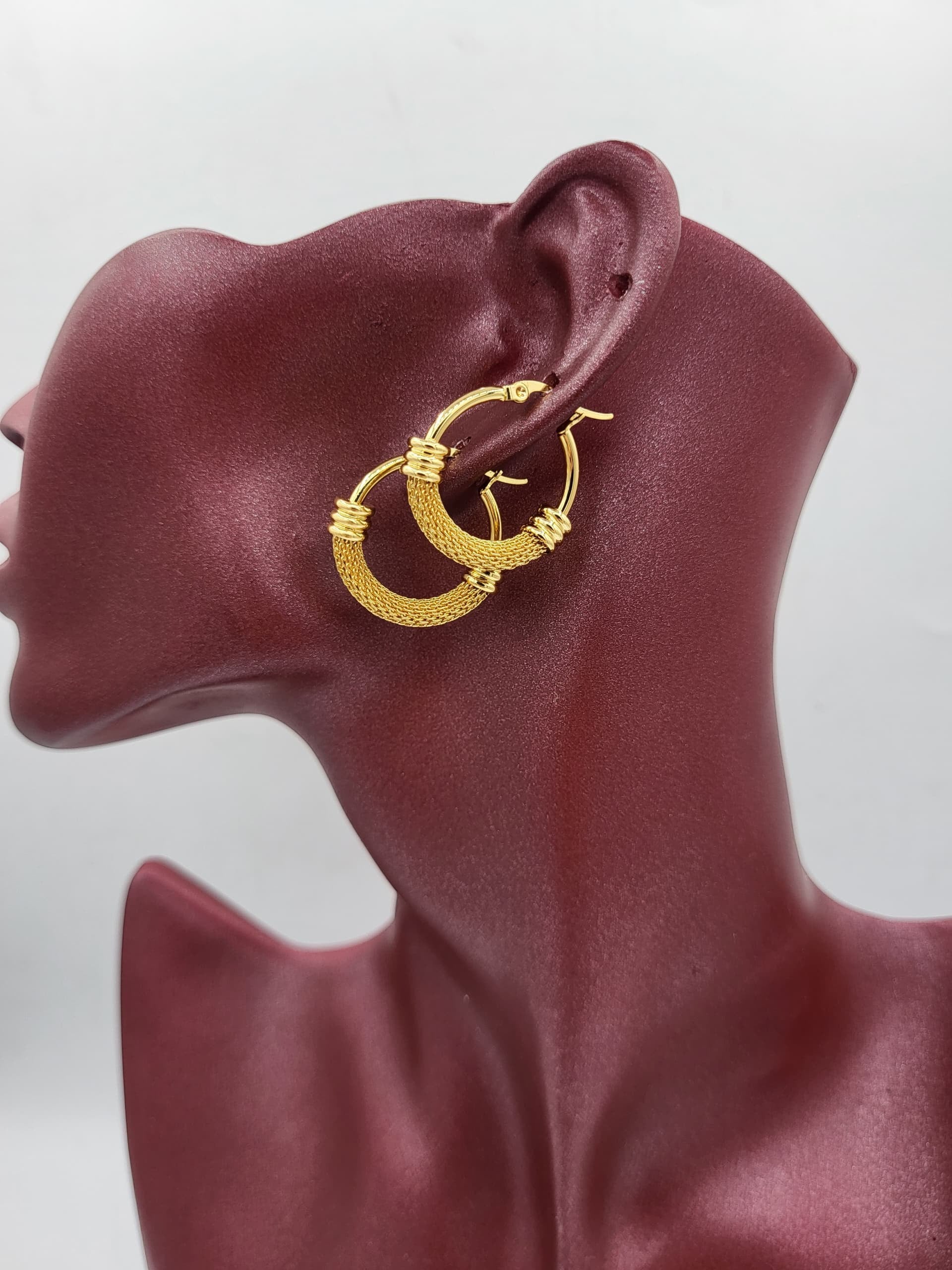 Boucle créole mchebek acier inoxydable (avec 2 motifs, un grand et un petit motif)